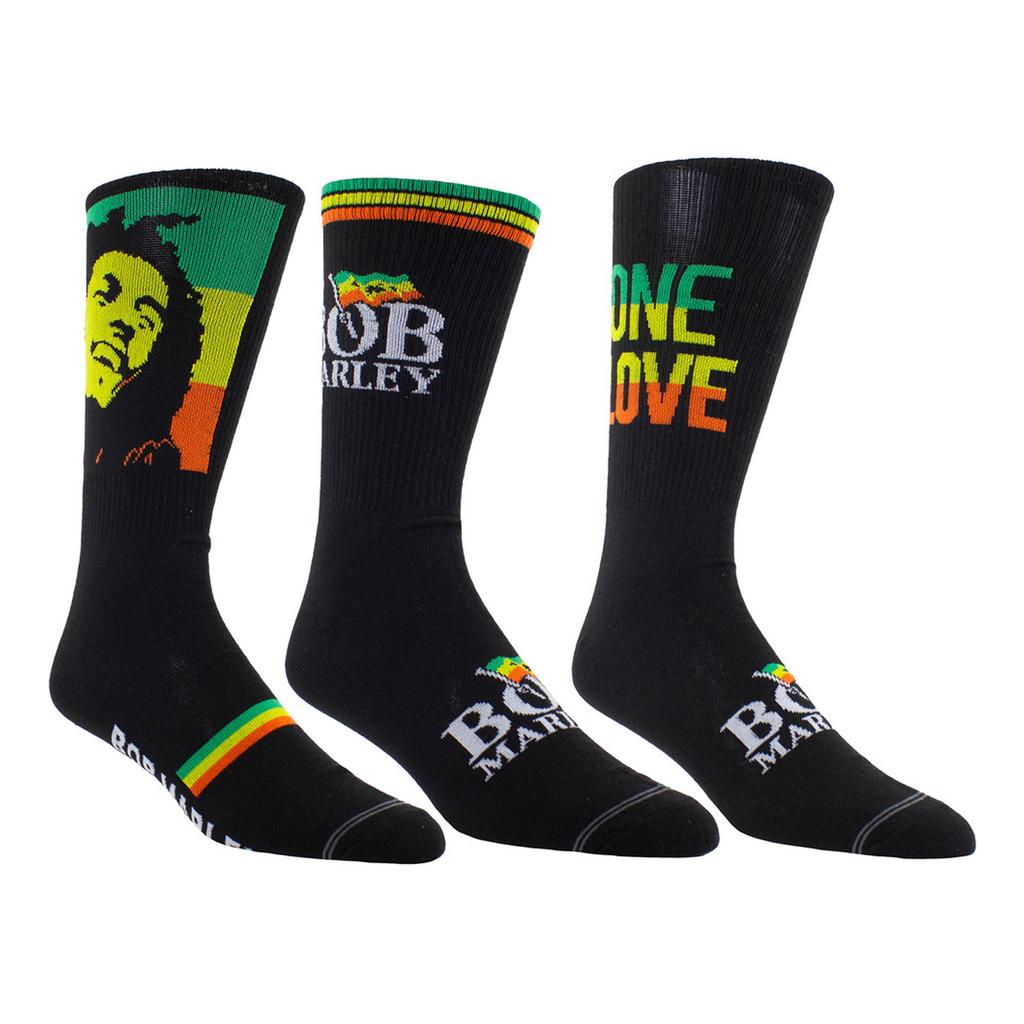 Bob Marley Unisex Adult Logos Crew Socks (Pack of 3)