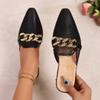 Fashion Women Slippers Luxury Fashion Elegant Shoes Ladies 2025 New Summer Mules Slippers Pointed Toe Flats Sandals Slides Women