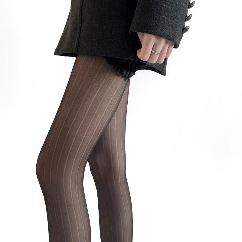Sexy Lingerie Slim Stockings Women Tights Pantyhose Vertical Pattern Jacquard Black Stockings Pantyhose Tights Female Hosiery