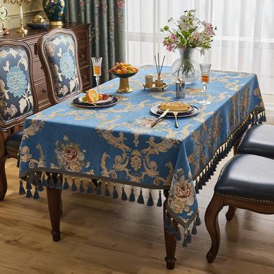 Europäische Vintage Tischdecke Rechteckig Esszimmer Texturiert Chenille Jacquard Tischdecke Mit Quasten Quadratisch Kaffee Party Küche
