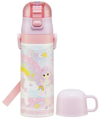 Skater Stainless Steel Water Direct Cup Water Sports Water Children's Bottle, 2-way, Drinking, 470ml, Drinking, 430ml, Licca-chan, Lightweight,