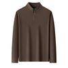 Men's Double-Sided German Fleece Half-Zip Hoodie - Stand Collar, Warm Base Layer for Autumn/Winter, Simple Casual Fashion.