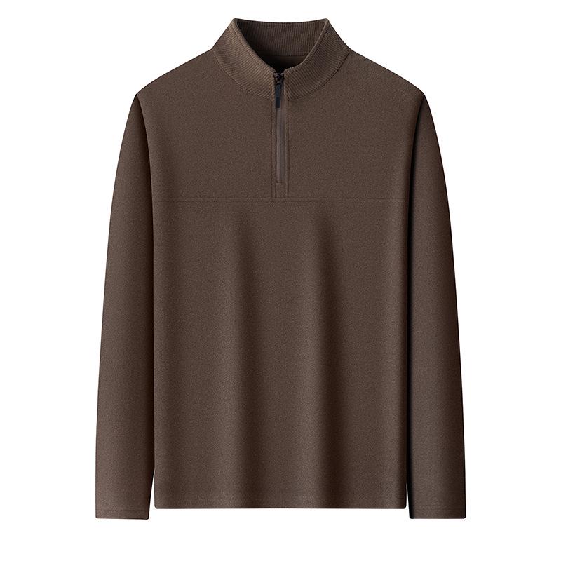 Men's Double-Sided German Fleece Half-Zip Hoodie - Stand Collar, Warm Base Layer for Autumn/Winter, Simple Casual Fashion.