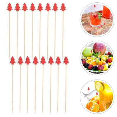 100Pcs Christmas Tree Shape Bamboo Cocktail Picks Food Safe Smooth Finish Fruit Skewers for Bar Party Ktv Home Garnish