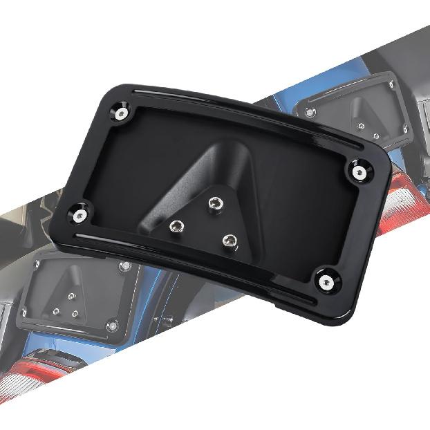 Curved Laydown License Plate Mount Frame Compatible with Harley 3 Hole Rear Fender Mount Replacement for 3148 (Chrome) чёрный