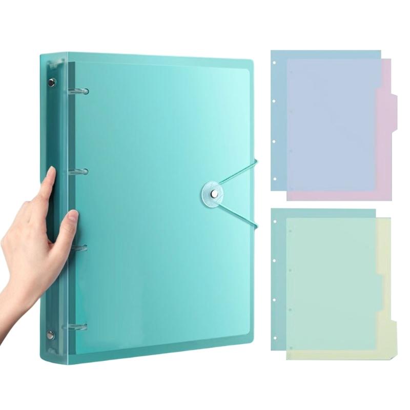 

4 Rings Binder 12.59x9.76Inch Hold up 220Sheets Water Resistant for Student Teacher Office Workers Presentation Folder прозрачный/зелёный