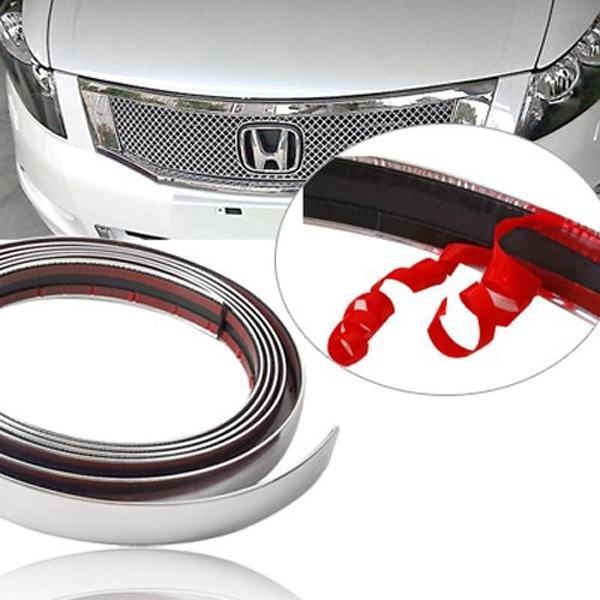Car Bumper Door Edge Lip Guard Protector Chrome Silver Moulding Trim Strip 2.5M