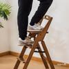 Faltbarer Bambus-Trittschemel mit Rückenlehne - Tragbarer Dual-Use Küchen-Kletterhocker