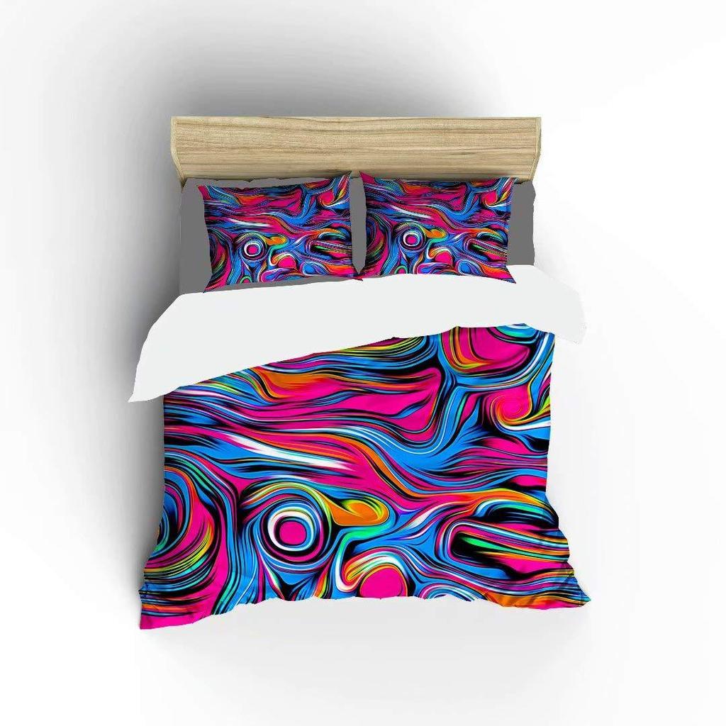 3D Psychedelic Geometric Duvet Set Three-Piece Adult Teen Bedroom Decoration Bedding
