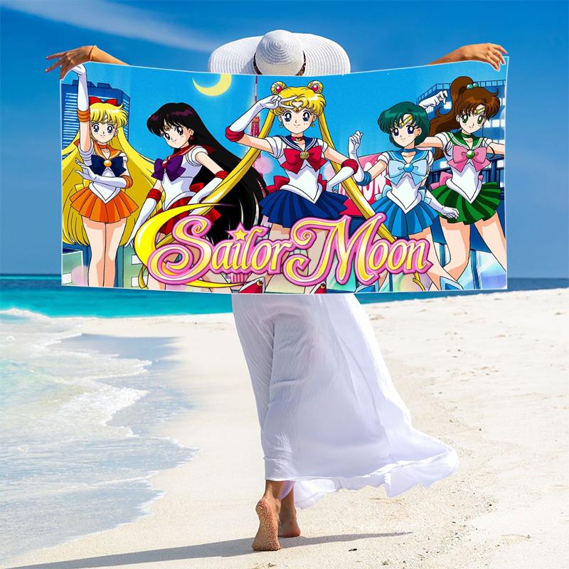 Magic Sailor Girl Print Beach Towel, Large Soft Quick Dry Towel for Beach Camping Swimming