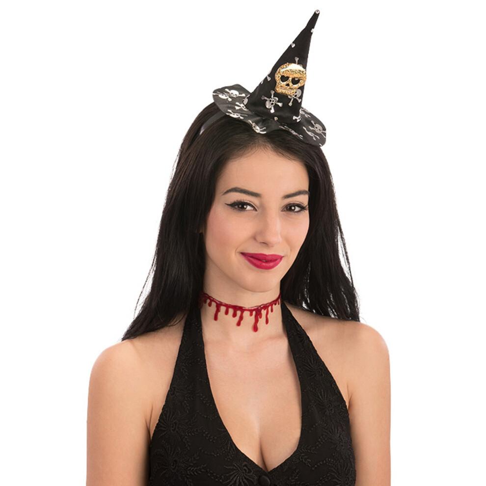 Halloween Skull Witch Hat Mini for Women