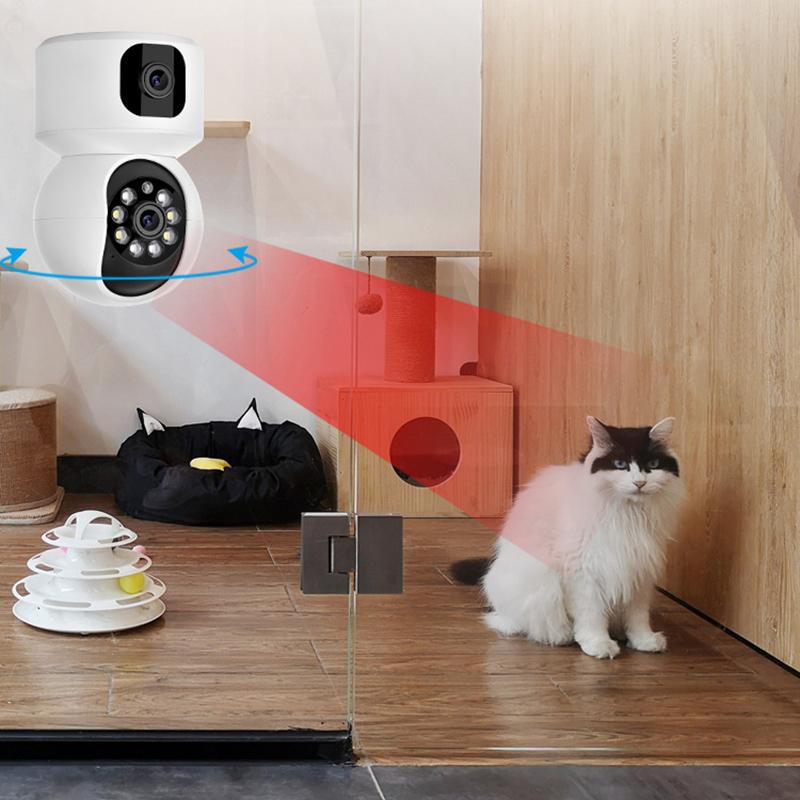 Dual Lens 2.4G WiFi IP Camera PTZ Auto Tracking Baby Monitor Home Security CCTV Dual Screen Surveillance Video System