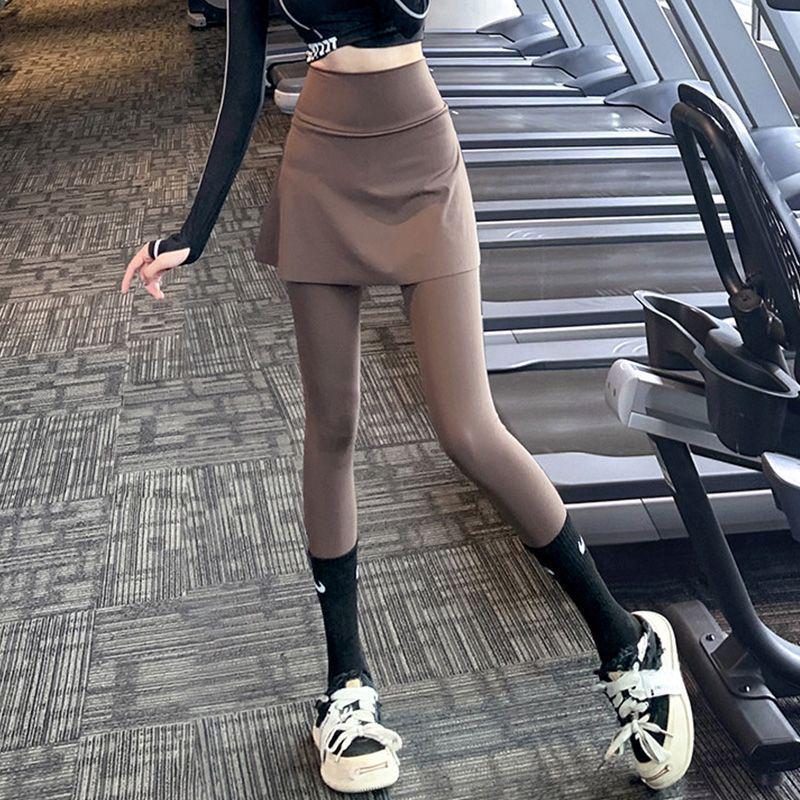 Leggings con Falda para Yoga y Pilates para Mujer Petite con Diseño de Dos Piezas Falsas