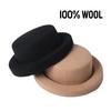 Autumn and Winter New Flat Top Wool Fedora Hats for Women Church Wedding Pillbox Hats Black Camel Ladies Elegance Felt Top Hat