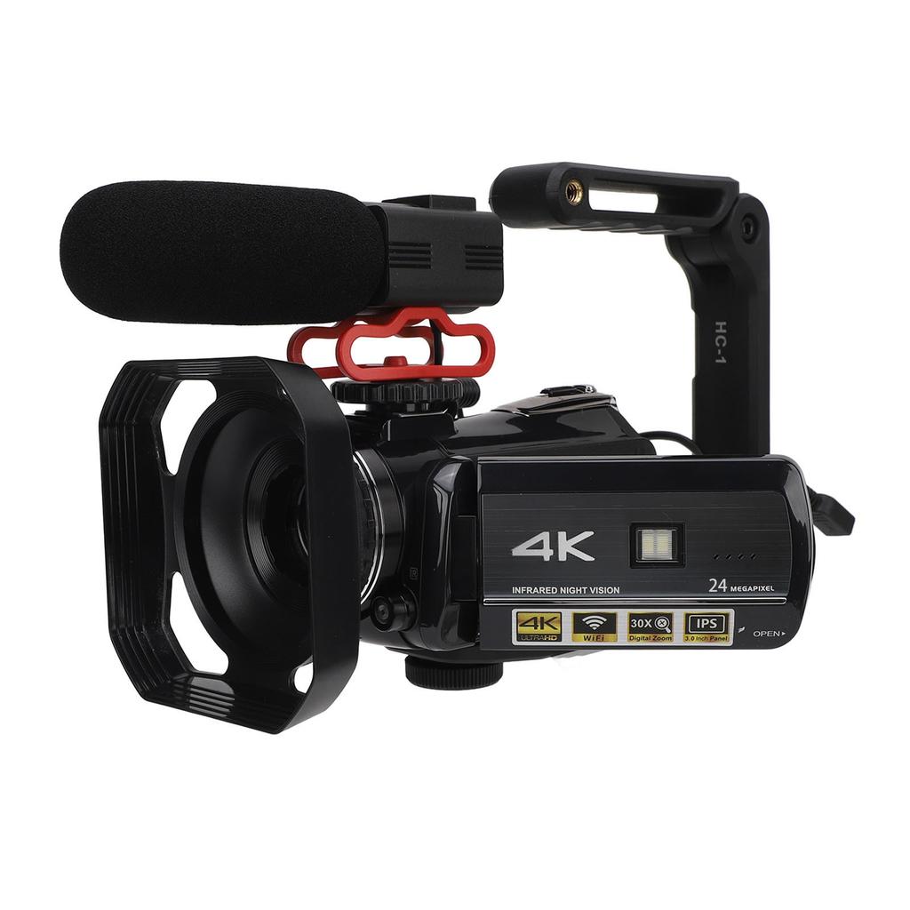 Video Camera Camcorder 4K 24MP Ultra HD 3.0in IPS Rotation Touchscreen IR Night Vision Anti Shake
