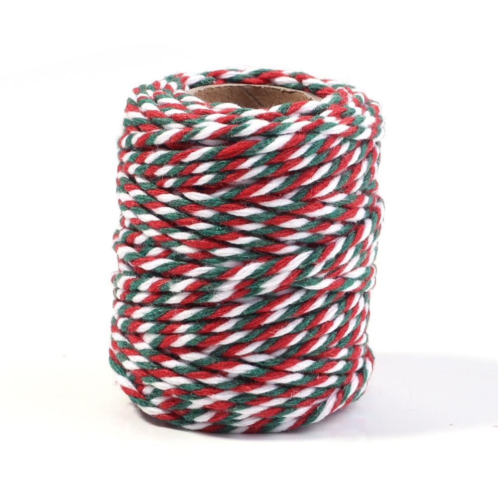 20Meters 2mm Colorful Braided Cords Christmas Thread Golden Silk String Rope For Making Christmas Gift Packaging DIY Party Decor