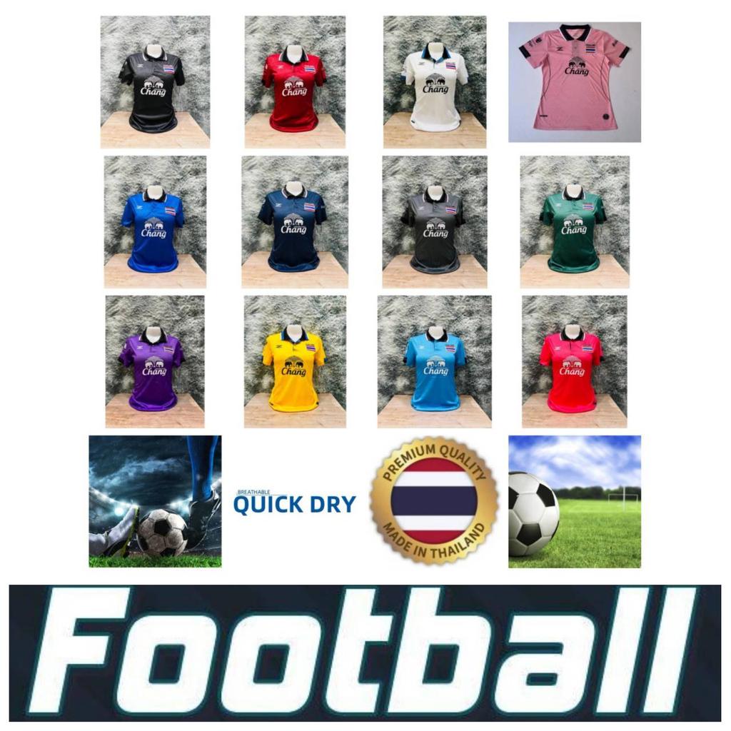 THAILAND National Football Soccer Vintage Shirt Polo Women Training JERSEY CHEER Print Quick Dry Short Sleeve Uniform Elephant Beer Flag Badge Logo