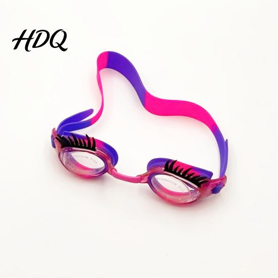 Verstellbarer Kopfbügel Schwimmbrille Kinder Schwimmen mit Wimpern Wasserdicht Kein Auslaufen Anti-Beschlag UV Wimpernschutz Klare Linse Jungen Mädchen Silikon Schwimmen