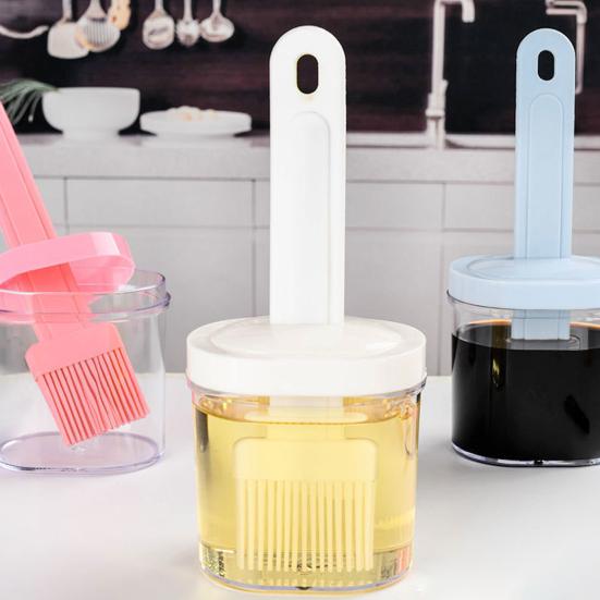 Oil Brush Dispenser 2-in-1 High-Temperature Resistant Oil Pot with Brush Cooking Oil Applicator for Frying Baking BBQ And Air Fryer