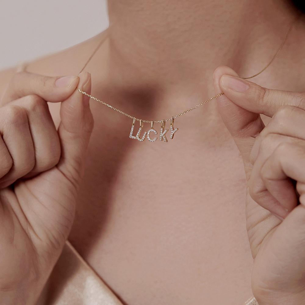 Monkton S925 Silver Letters A-Z Pendant Necklace for Women 14k Gold-Plated Fashion Jewelry for Wedding Party Gift