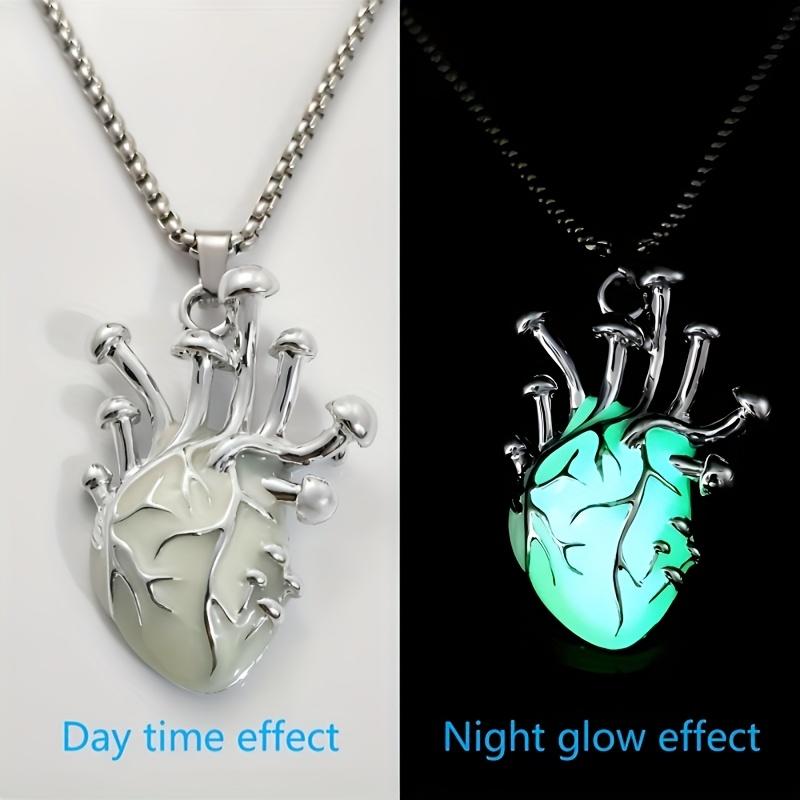 

New 3D Glowing Heart Pendant Unisex Cyberpunk Necklace - 201 Stainless Steel Chain - Fashion Trendy Accessory - Unique Multicolor Neon Effect - Classi