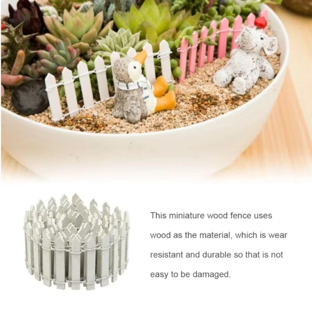 90x5cm Mini Fairy Garden Fence Natural Wood Miniature Picket Fence  Indoor Courtyard