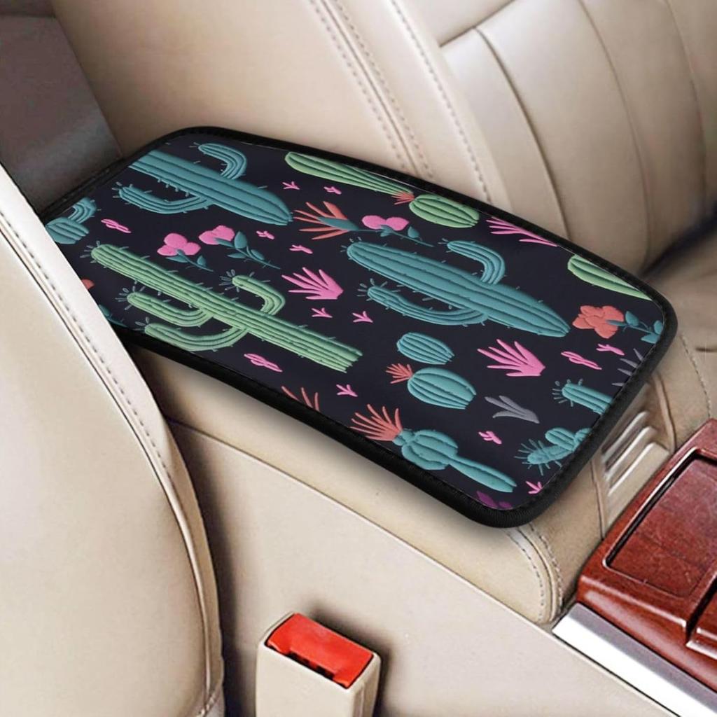 Universal Car Center Console Cushion Pad, Purple Butterfly Soft Waterproof Car Center Console Cover Auto Armrest Seat Box Cover Protector for Most