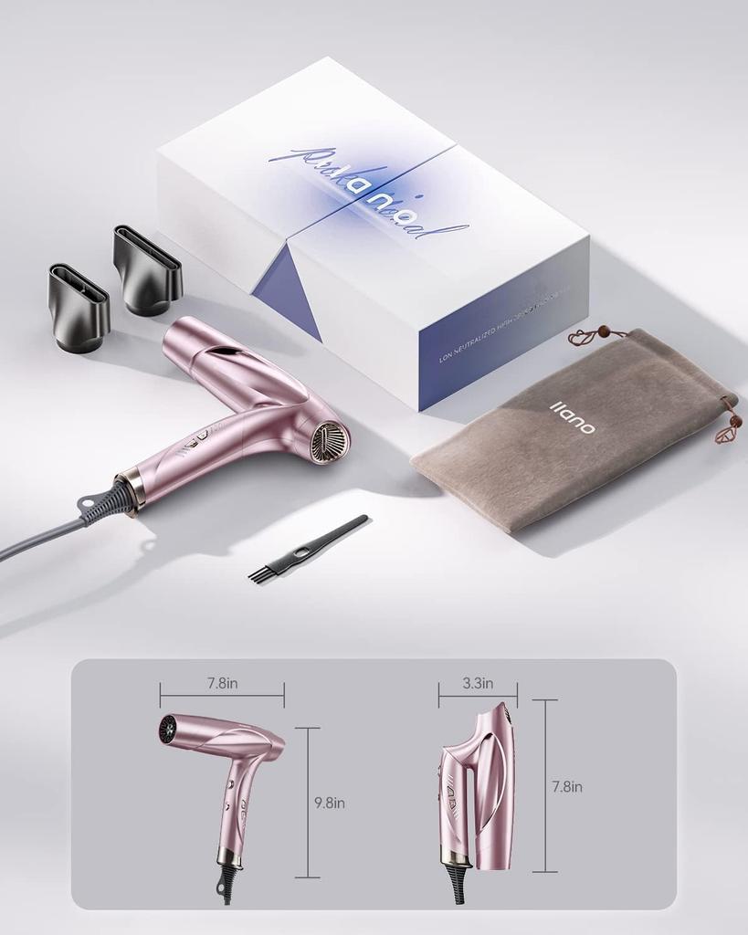 llano Hair Large Air High Wind Salon Quick 21 Equipped with Neutralizing Ion Rhythm Heat Damage Ion For Home Travel For PSE Certified Dryer, Volume,