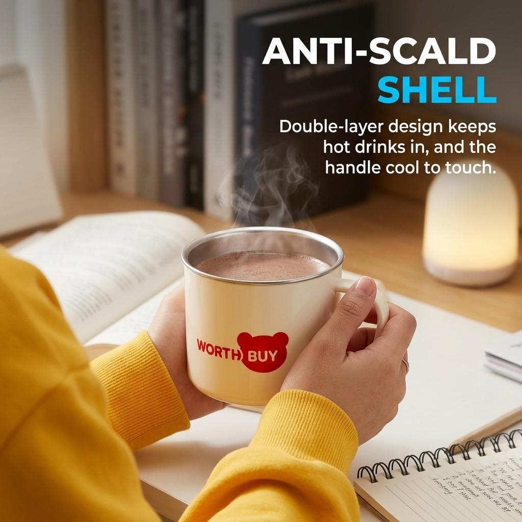 316 Stainless Steel Coffee Mug Portable Cute Travel Cup Anti-Scald Handle Aesthetic Tea Water Cups Dishwasher Safe Drinkware