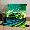 Green Mustang Drifting with Dynamic Streaks and Bold Typography Design. for All Seasons Blanket Lunch Break Throw Gift