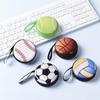 Small Ball Purses With Wristband Football Basketball Dinosaurs Printed Zipper Pouch For Coin Card Key Storage Earphone Box