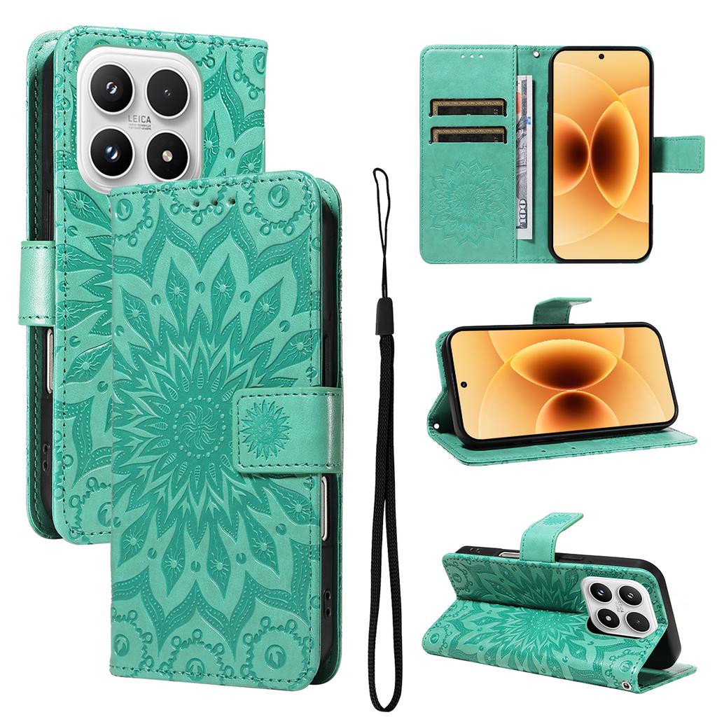 For Xiaomi 17 Leather Wallet Case Sunflower Imprinted Phone Cover