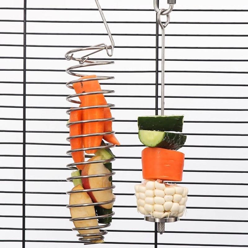 Parrots Cage Feeders Hollows Bird Food Holder with Hook Mounting for Easy Refill Chew Resistant Millets Storage for Parakeets