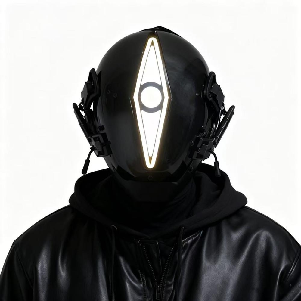 Cyber punk LED Helmet masks, Futuristic Techwear Mask with Light, Sci-Fi Cosplay Prop for Halloween & Party