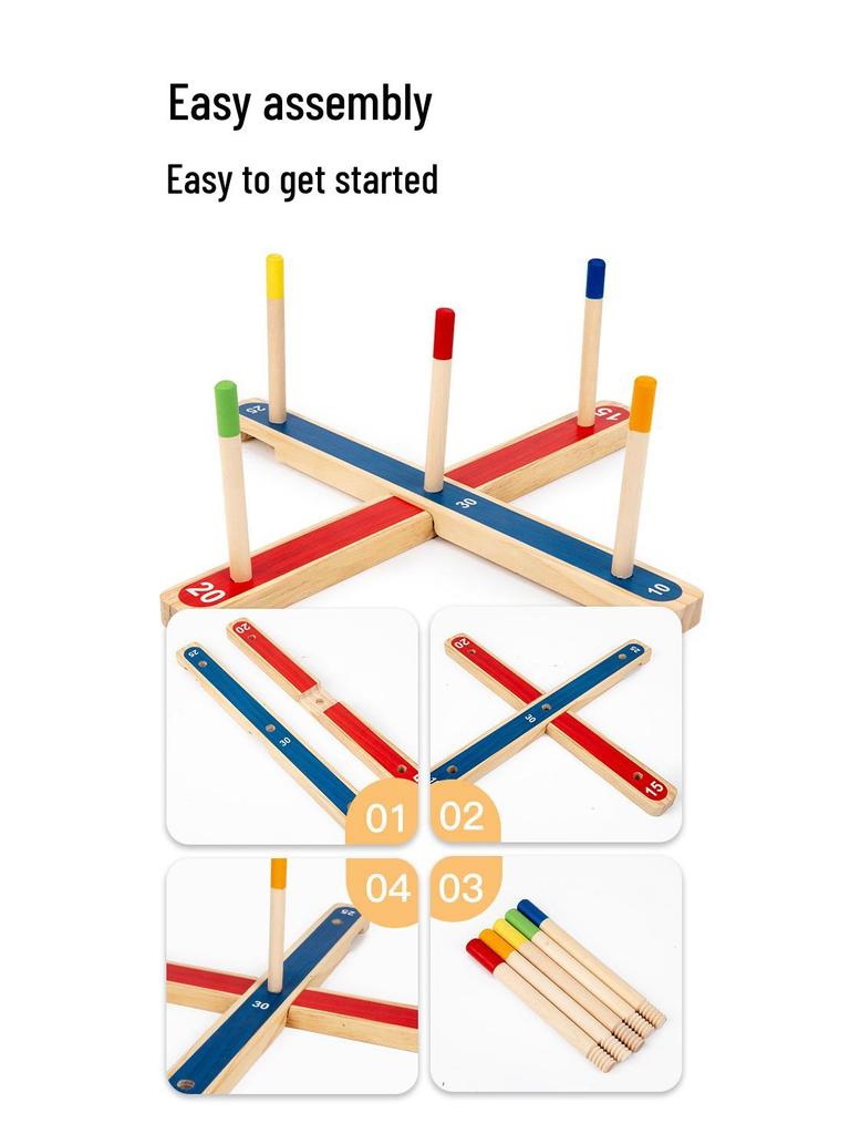 Classic Indoor/Outdoor Wooden Ring Toss Game for Kids & Parents