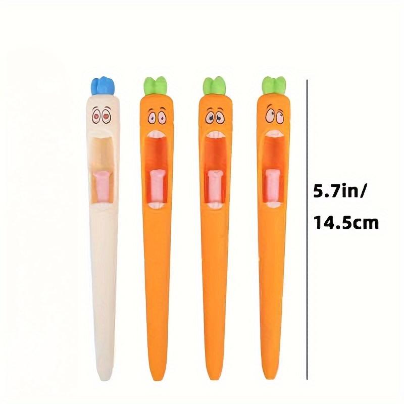 4pcs Multi-Expression Radish Shaped Gel Pens Creative Fresh Stationery Supplies, Plastic Material Black Ink Fun Easter Gifts and Party Giveaways