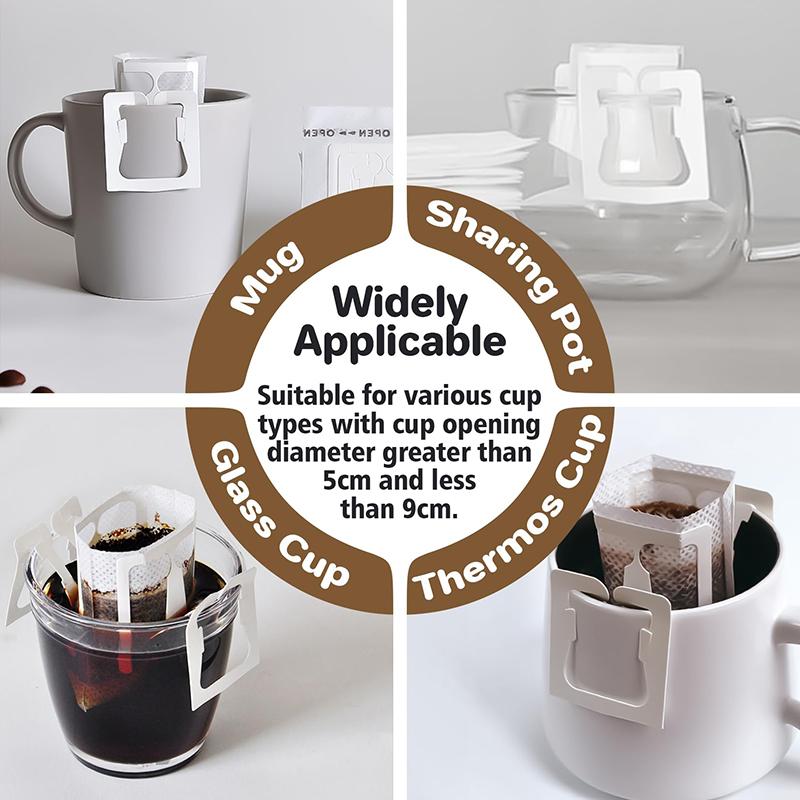 50 Stück tragbare Kaffeefilterbeutel aus Vliesstoff mit hängenden Ohren, seitlicher Tropfkaffeebeutel, Einweg-Küchengeschirr aus handgeschöpftem Papier