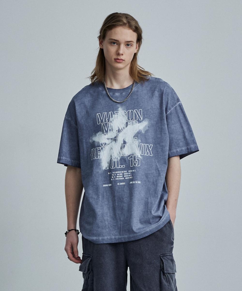 Maison Mined Falling Star Washing Half T Blue Blue/S