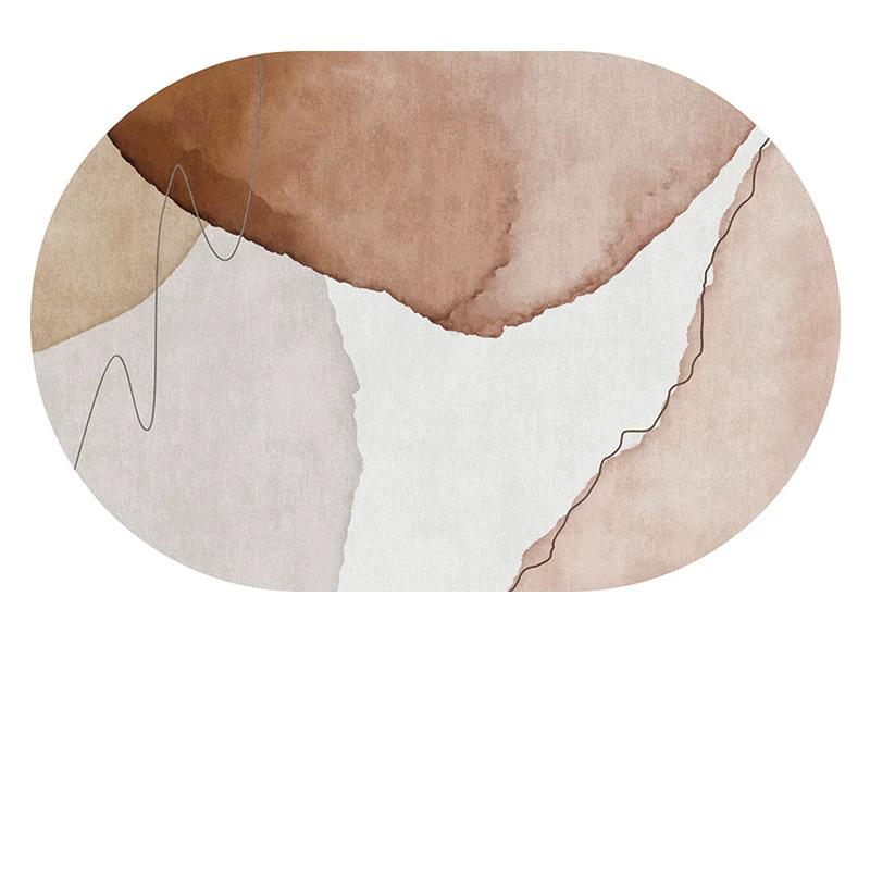 Oval Rugs for Living Room Bedroom Carpet Ins Fashion Minimalism Mats Home Decoration Soft Anti-slip Rug Stadium Shape Floor Mat