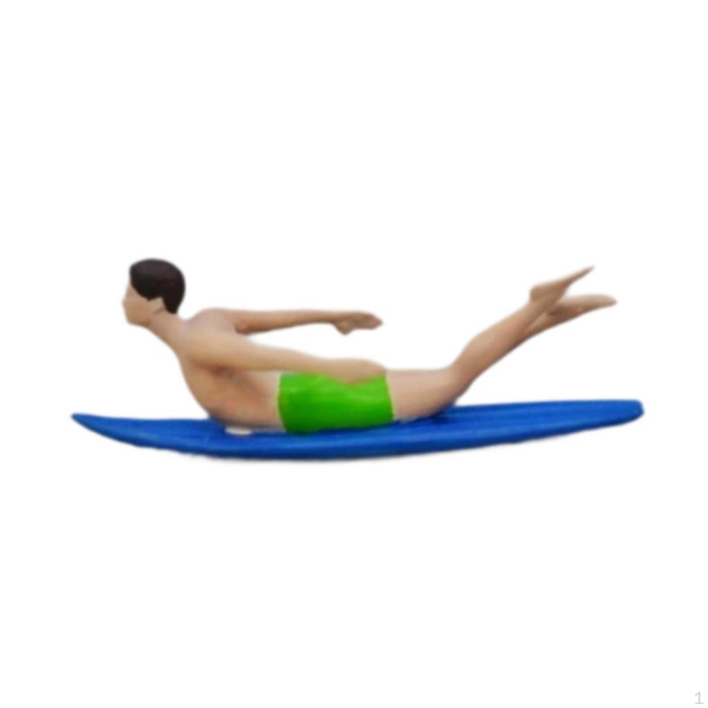 1/64 Miniature Surfing Figure Beach Surfer Dollhouse Accessories Photo Prop Painted
