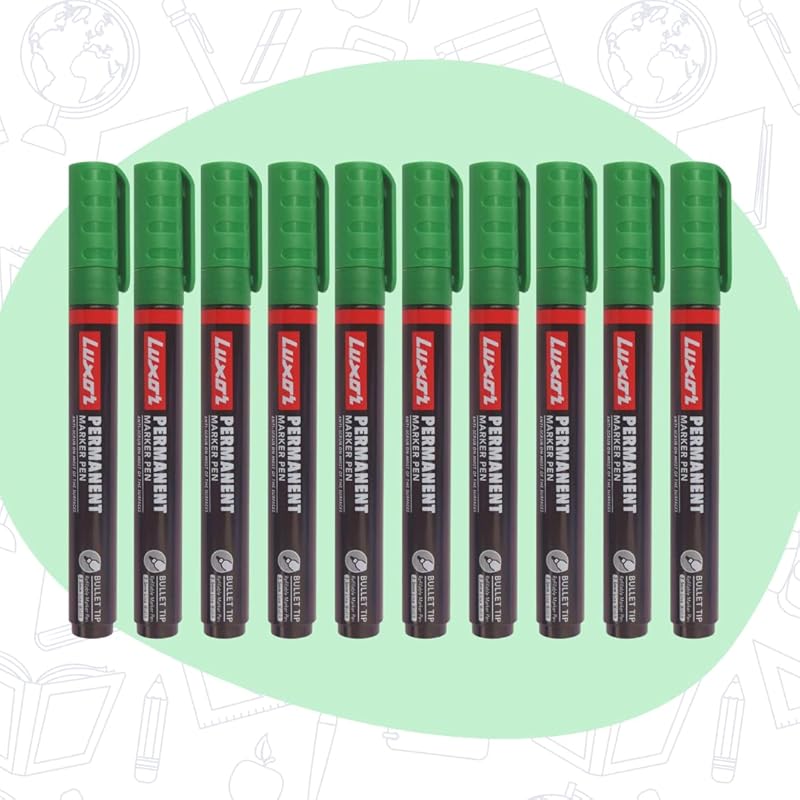

Luxor Refillable Permanent Marker In Rich Green, Pack Of 10, Ideal For Eco-Friendly And Bold Markings 110 синий
