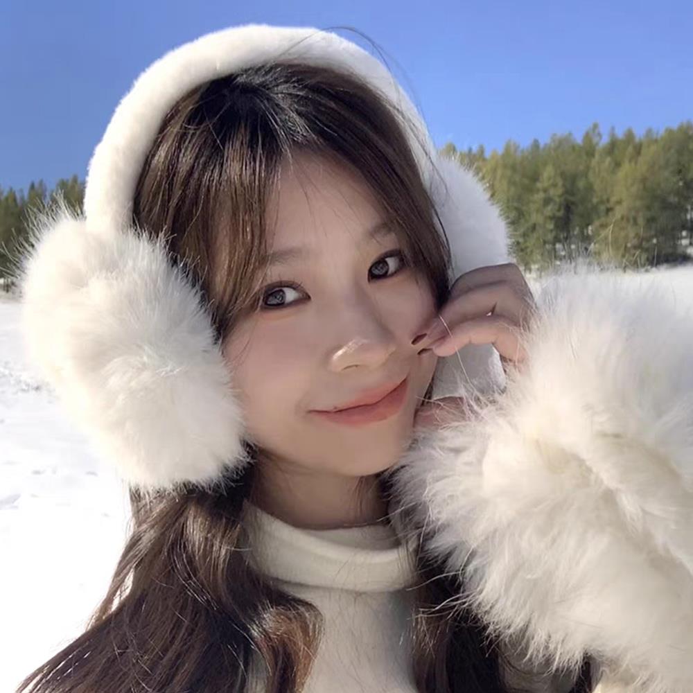 Y2k White Winter Plush Ear Warmer Earmuffs Windproof Ear Protection Earplugs Earflap For Women Cycling Outdoor Cold Ear Cover