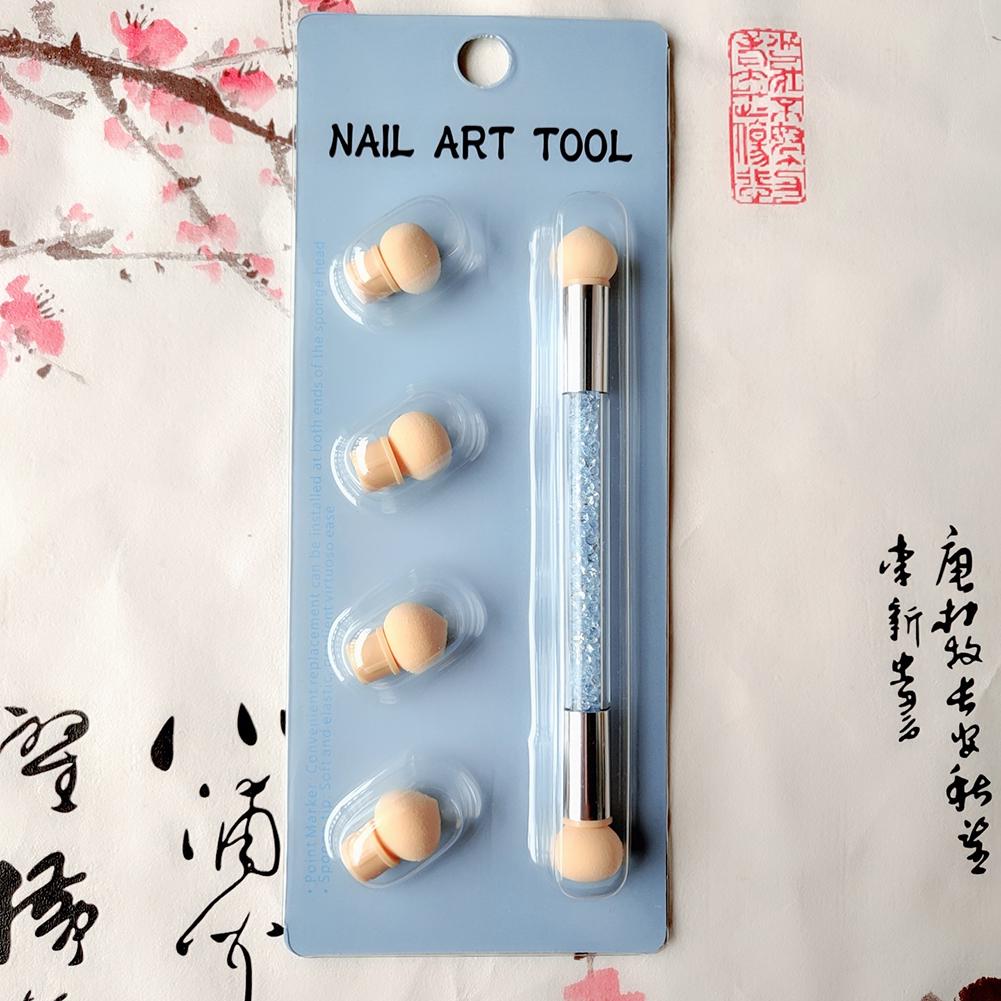 Portable Washable Double-Head Sponge Stained Pen Nail Art Painting Point Painting Tool