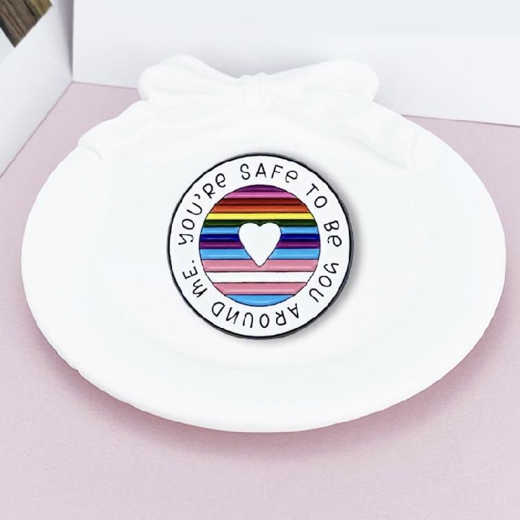 Eye Catching Round Rainbow Brooch Stylish Hat Pin Metal Badge Accessory for Daily Wear Fashionable Clothing Accessories