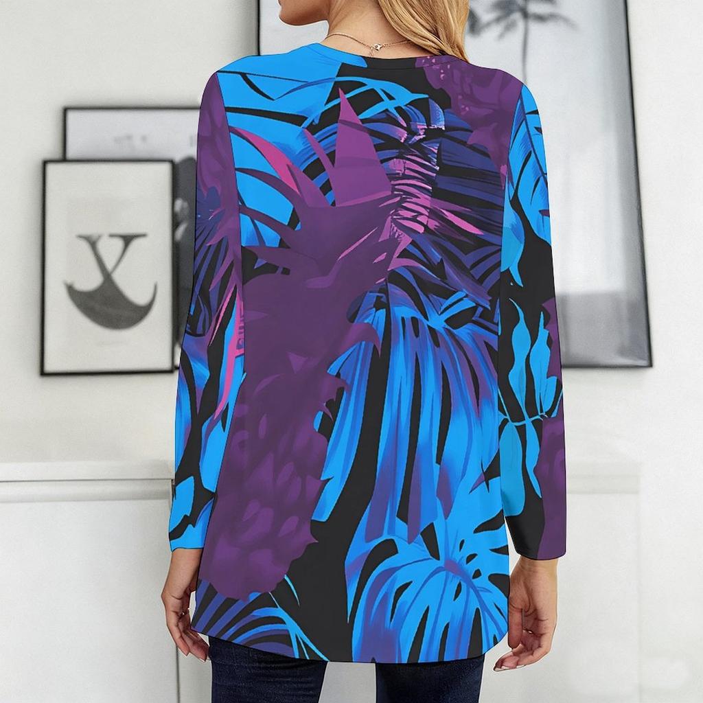 Ladies Round Neck Oversized Long Sleeve Shirt Soft Comfy Tops For Home Loungewear