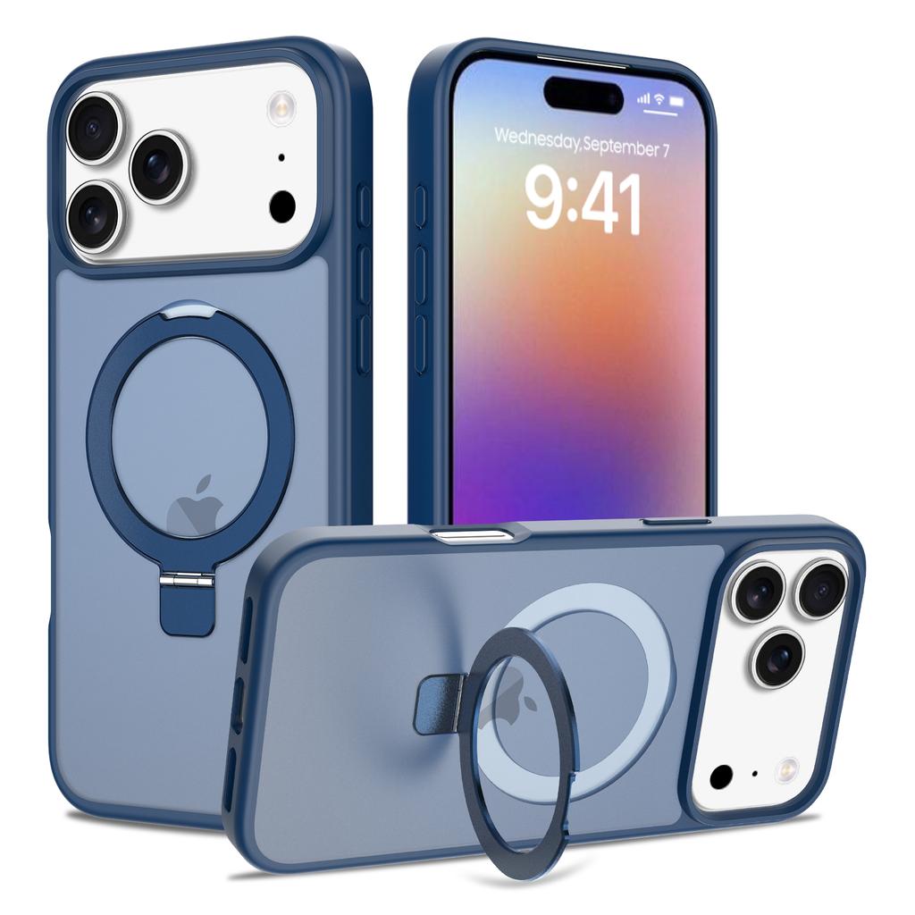 360 Rotating Kickstand Skin Feel Magnetic Phone Case for iPhone 17 Pro Max 16 Plus 15 14 13 12 for Magsafe Shockproof Slim Cover