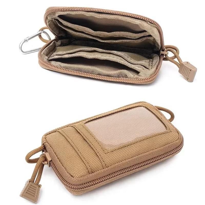 Tactical EDC Pouch Outdoor Key Purse Wallet Coin Purse With Card Slots Pack Zippers Camping Waterproof Waist Bag
