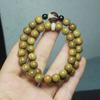 Double Strand Green Sandalwood Lotus Beaded Bracelet Unisex Handheld Wooden Ornament
