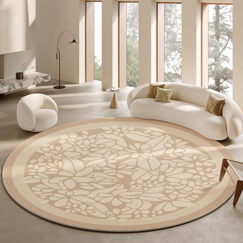 Minimalist Living Room Decoration Round Carpet Large Area Anti-slip Lounge Rug French Style Rugs for Bedroom Thick Washable Mat