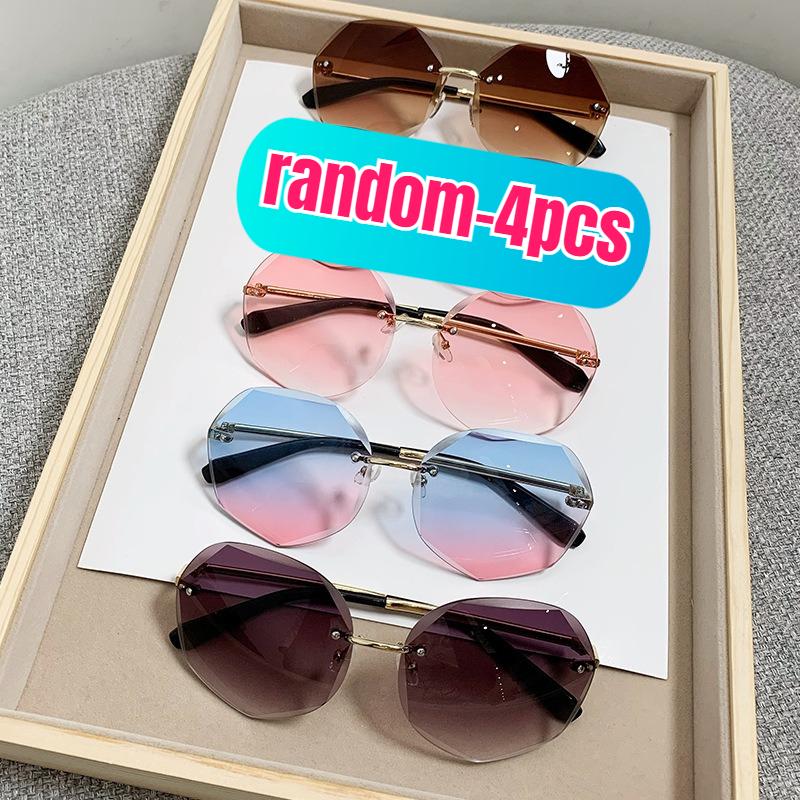 

4 шт. Модные безободковые квадратные солнцезащитные очки Женские Мужские Винтажные Дизайнерские Солнцезащитные очки класса люкс для женщин UV400